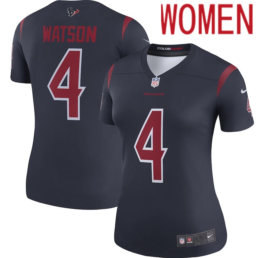 Women Houston Texans 4 Deshaun Watson Navy Nike Color Rush Legend NFL Jersey